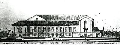 University of Texas Library extension: scheme no. 1, north  elevation