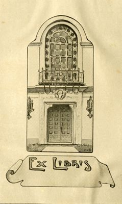 Ex Libris bookplate with Library entrance