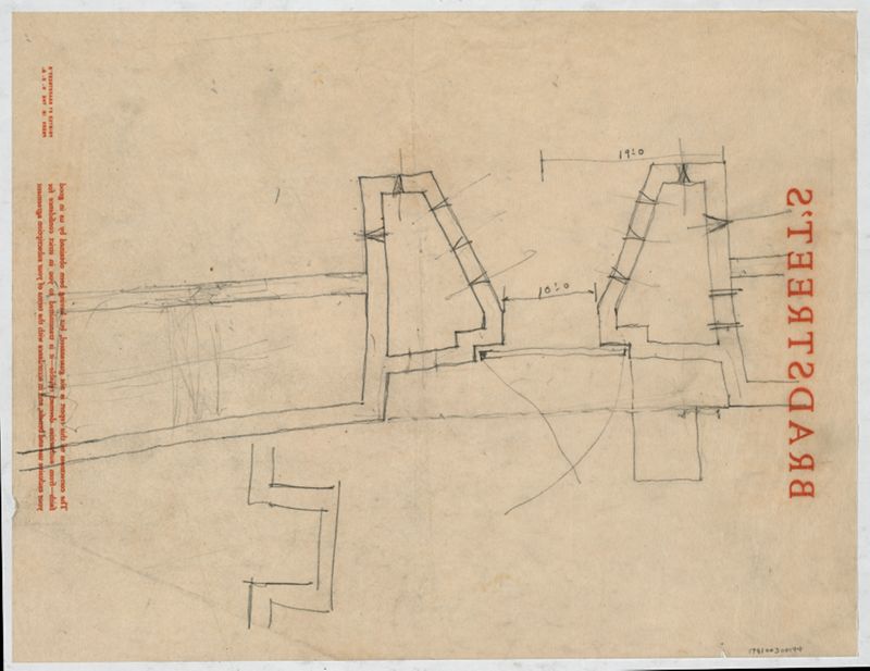 Mission San Francisco de la Espada, field notes, north one-half of fortified west entrance, preliminary sketch
