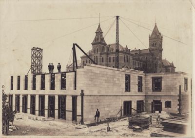 Old Library construction photos: view of west façade