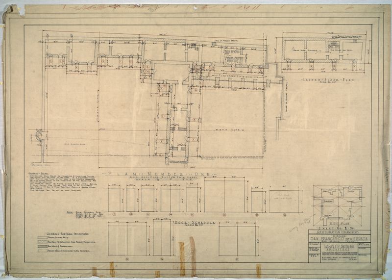 Mission San Francisco de la Espada: restoration drawings, plan number one