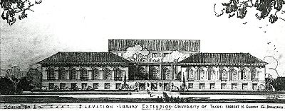 University of Texas Library extension: scheme no. 1, east elevation