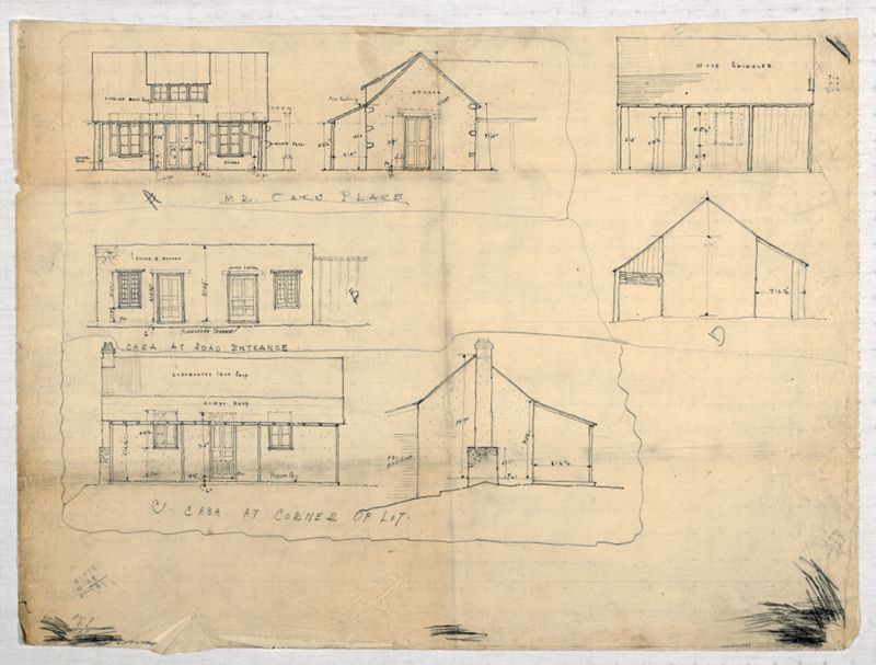 Mission San Francisco de la Espada: field notes, sketches, possibly of neighboring structures
