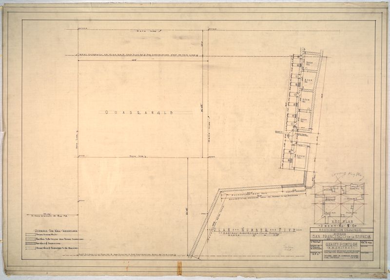 Mission San Francisco de la Espada: restoration drawings, plan number five