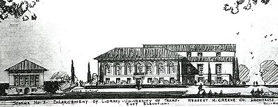 University of Texas Library enlargement: scheme no. 3, east elevation