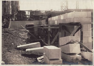 Old Library construction photos: constructing exterior wall