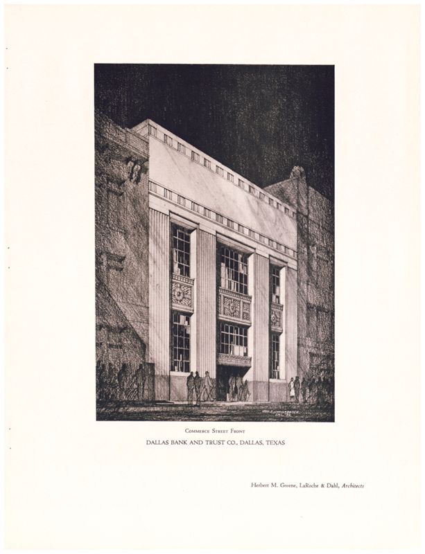 Dallas Bank and Trust Company (Dallas, Tex.): exterior view of front entrance