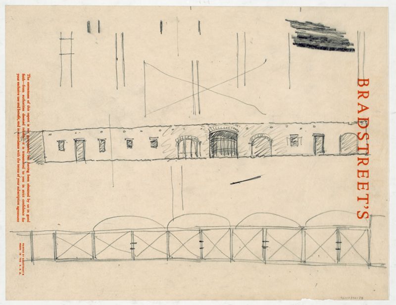Mission San Francisco de la Espada, field notes, miscellaneous, preliminary sketch of wall
