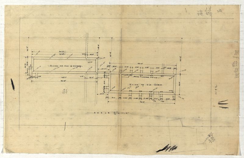 Mission San Francisco de la Espada, field notes, measured preliminary sketch of ruins
