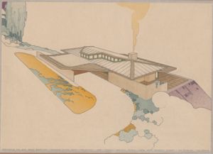 Greta Granstedt residence (Los Angeles, Calif.): bird's-eye perspective [UT Collections Portal]