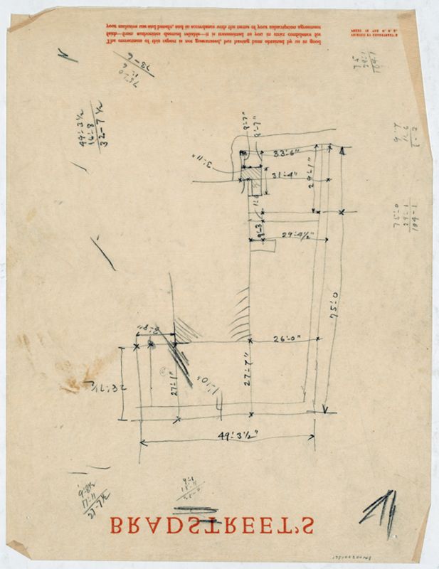 Mission San Francisco de la Espada, field notes, chapel and cemetery wall, preliminary measured sketch