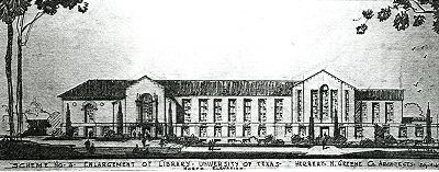 University of Texas Library enlargement: scheme no. 3, north elevation