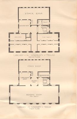 Library of the University of Texas: plans, ground floor and first floor