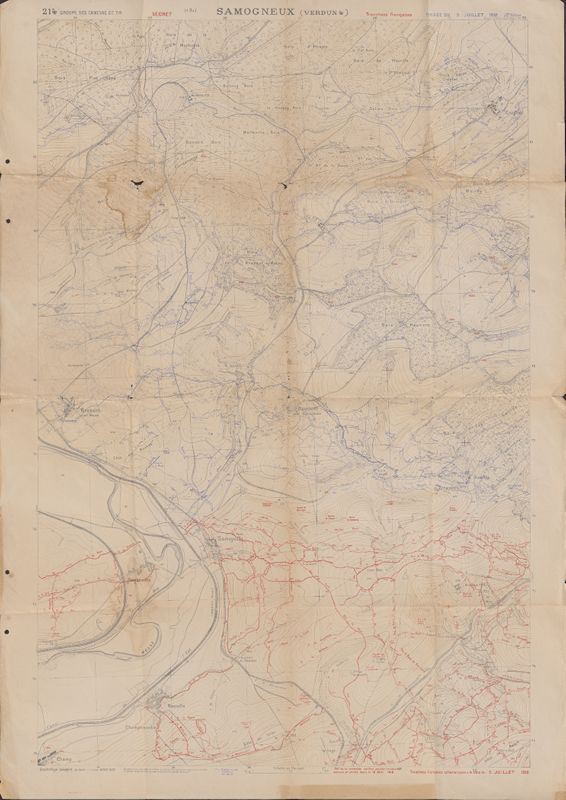Samogneux (Verdun 4). 214 : tirage du 5 Juillet 1918   Groupe des canevas de tir.