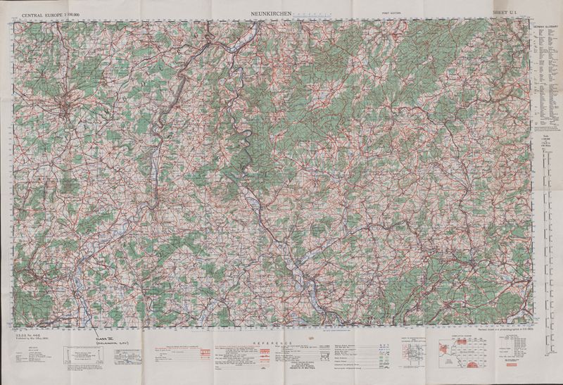 Central Europe 1:100,000. Sheet U.1, Neunkirchen   G.S.,G.S. 4416 ; revised, drawn and photolithographed at O.S. 1943.